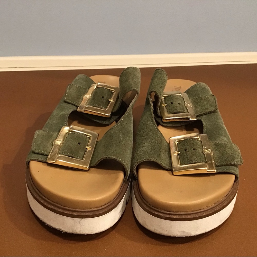 Vera Pelle Green Suede Sandals SZ 8 1/2